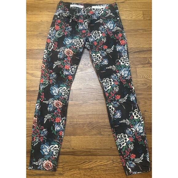Pilcro And The Letter Press Jeans Womens 25 Floral Print Mid Rise Skinny - Picture 2 of 8